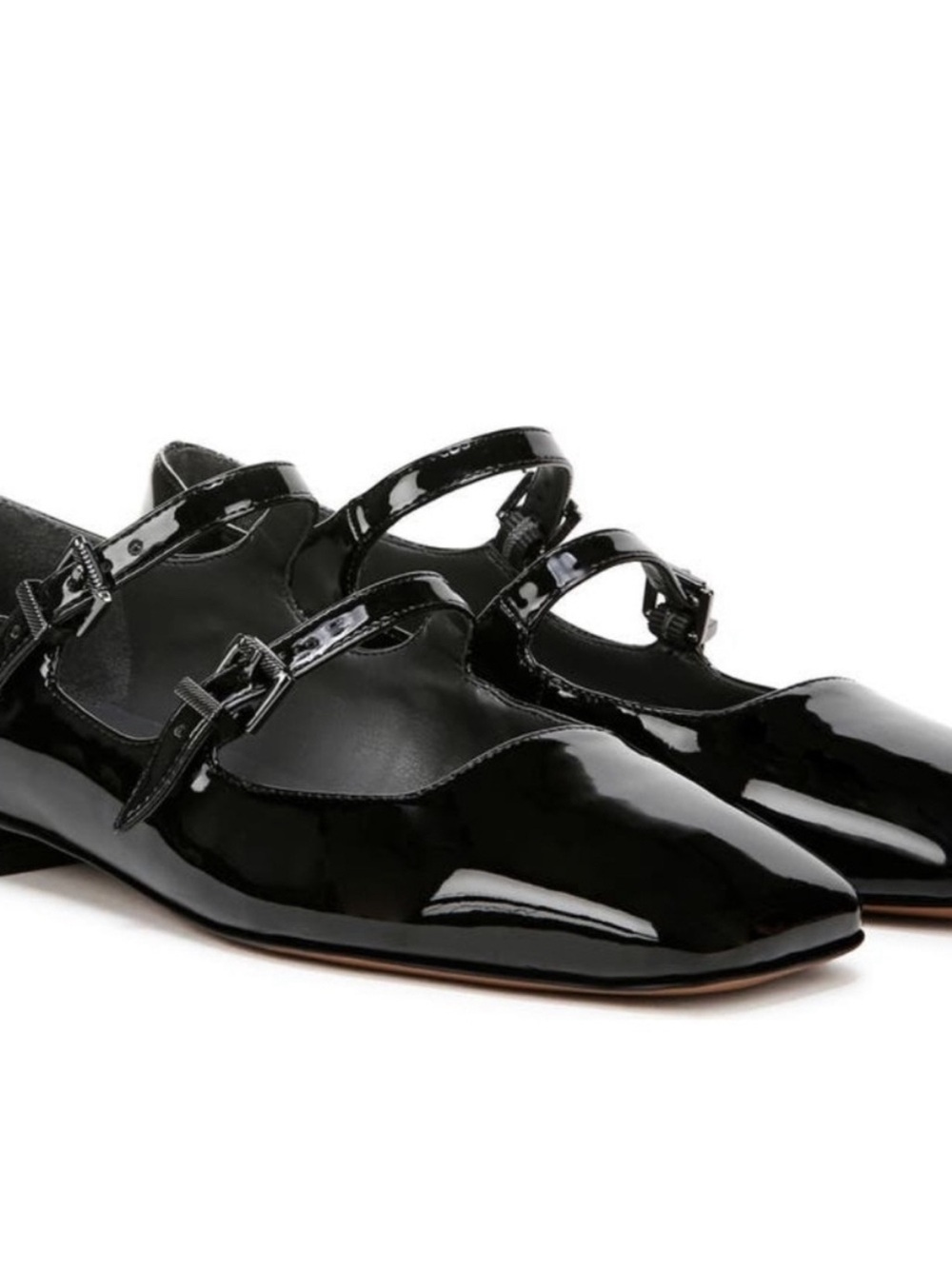 Franco Sarto Black Patent Double-Strap Mary Jane Flats